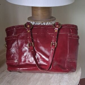 Coach Red Leather Shoulder Bag